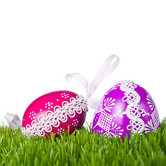 Image showing easter eggs in grass