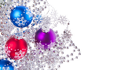 Image showing christmas balls with tinsel