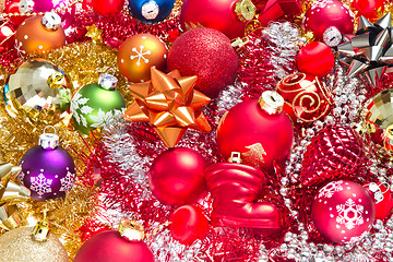 Image showing christmas balls and tinsel