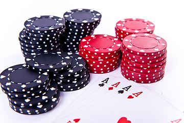 Image showing playing cards and poker chips