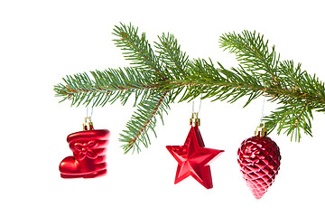 Image showing red christmas decoration on the tree