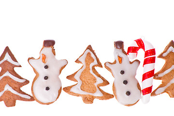 Image showing ginger snowmen with christmas decoration