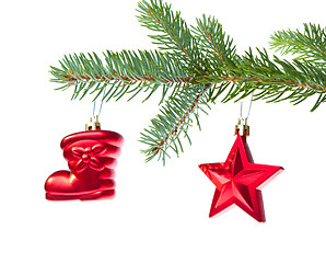 Image showing red christmas decoration on the tree