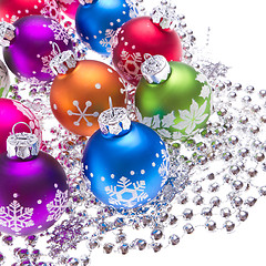 Image showing christmas balls with snowflake symbols