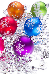 Image showing christmas balls with snowflake symbols