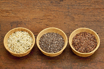 Image showing chia, flax and hemp seeds