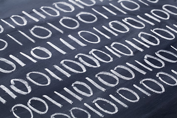 Image showing binary code on blackboard