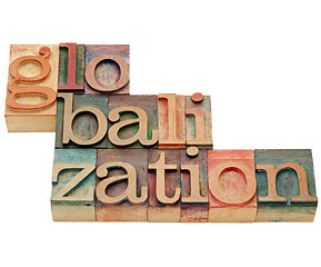 Image showing globalization word in letterpress type