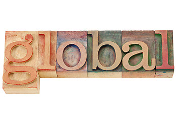 Image showing global word in letterpress type