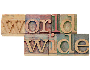 Image showing worldwide word in letterpress type