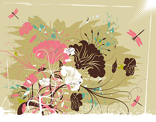 Image showing Grunge flower background