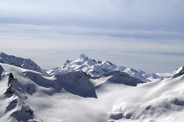 Image showing Caucasus Mountains. View from mount Elbrus.