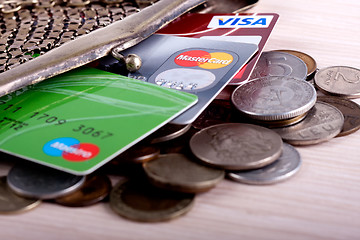 Image showing wallet with credit cards and coins