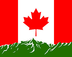 Image showing Mountains with flag of Canada