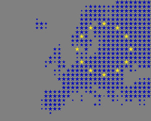 Image showing Map and flag of Europe