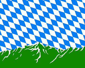 Image showing Mountains with flag of Bavaria