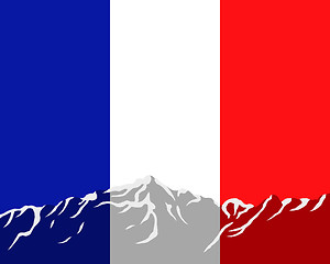 Image showing Mountains with flag of France