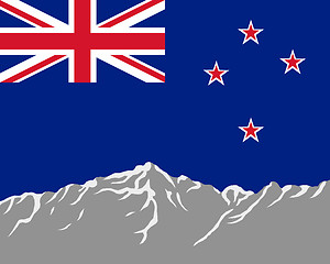 Image showing Mountains with flag of New Zealand