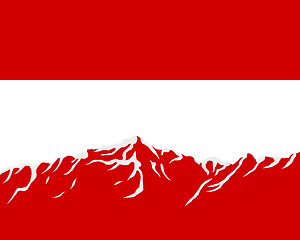 Image showing Mountains with flag of Austria