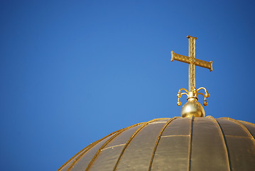 Image showing Golden cross and dome close-up