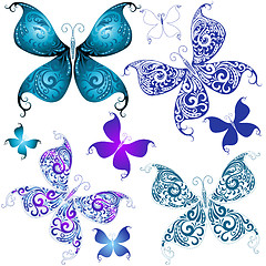 Image showing Set vintage butterflies