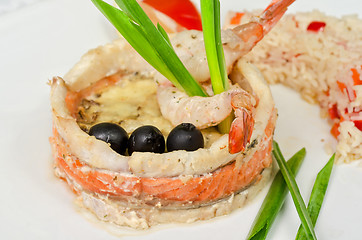 Image showing fish with rice and vegetables