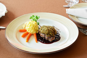 Image showing venison with whortleberry sause