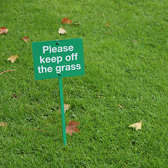 Image showing Keep off the grass sign
