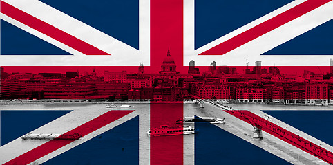 Image showing London over flag