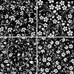 Image showing Four seamless flower patterns