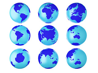 Image showing collection of earth globes end.