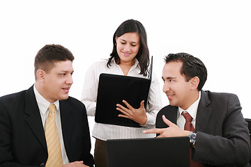 Image showing Businesspeople working together at meeting table in office