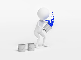 Image showing Man throwing a bucket of paint