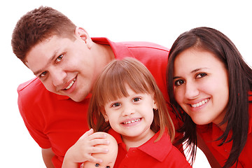 Image showing Portrait of family looking at camera on a white background 