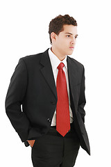 Image showing Young businessman over white background. Isolated fresh teenager