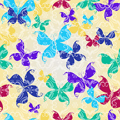 Image showing Seamless pattern with butterflies