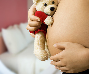 Image showing Mom With Teddy Expecting A Baby