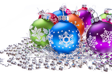 Image showing christmas balls with snowflake symbols