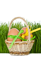 Image showing basket with easter eggs