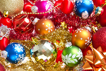 Image showing christmas balls and tinsel