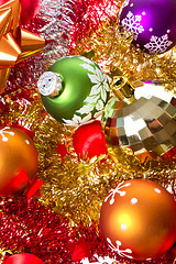 Image showing christmas balls and tinsel