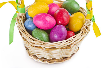 Image showing colorful easter eggs in basket