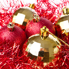 Image showing christmas balls with tinsel