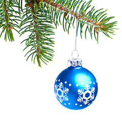 Image showing ball hanging from spruce christmas tree