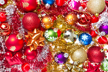 Image showing christmas balls and tinsel