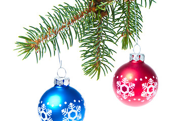 Image showing ball hanging from spruce christmas tree