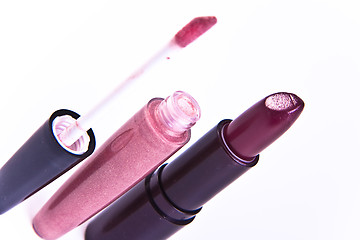 Image showing lipstick with lip gloss