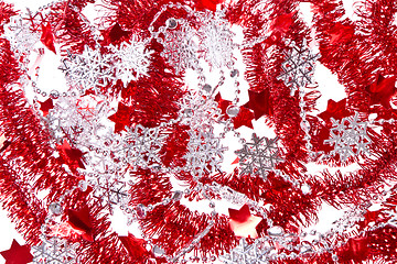 Image showing red and silver tinsel