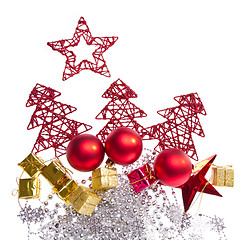 Image showing christmas decoration with trees and balls