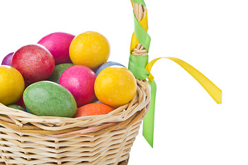 Image showing colorful easter eggs in basket